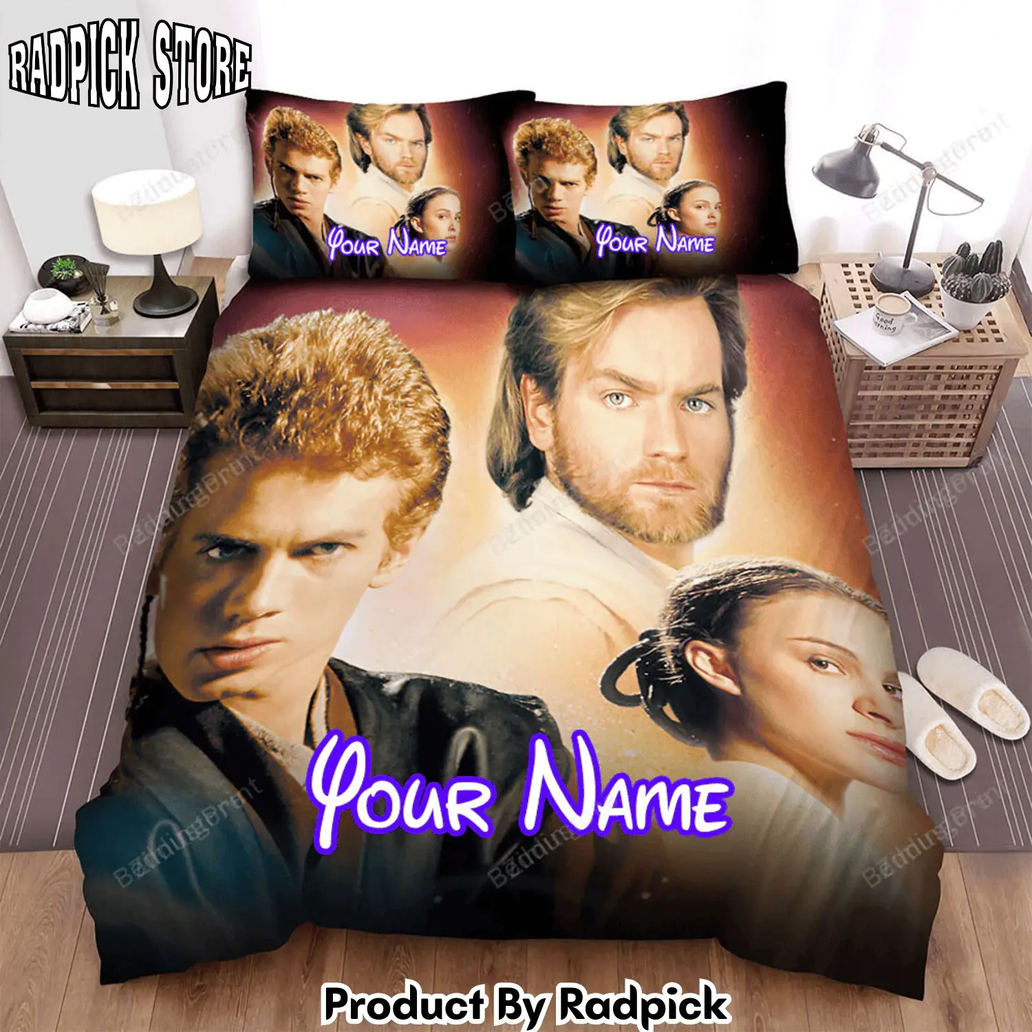 Radpick star wars episode ii attack of the clones swordman movie poster bed sheets duvet cover personalized name bedding sets rp3271960